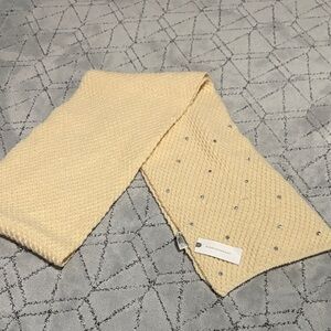 Anthropologie Cream Knit Scarf with Silver Accents